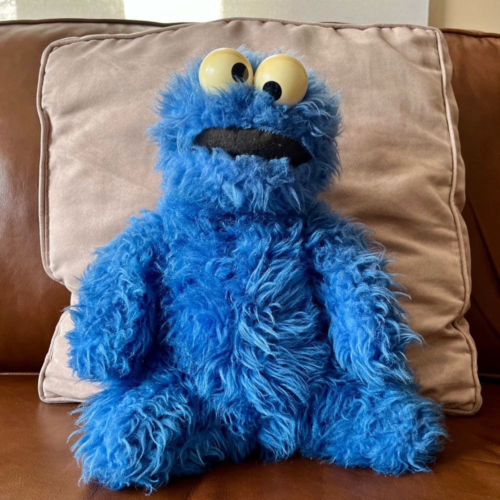 Knickerbocker 70s-Era, Cookie Monster, Sesame Street, Plush Toy, Blue